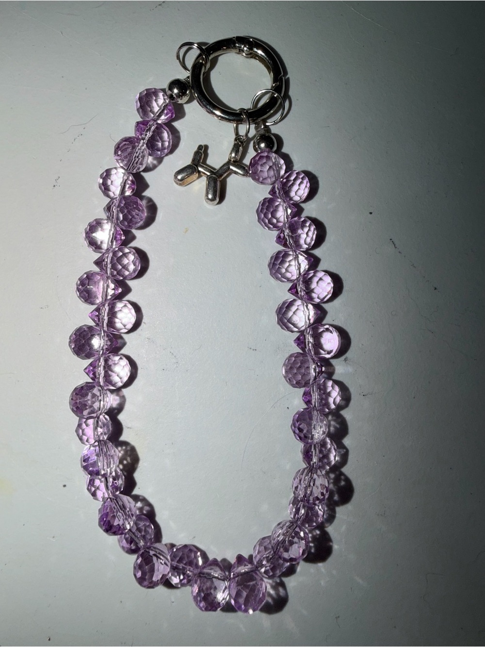 Amethyst-Tone Faceted Bead Keychain with Silver Toggle